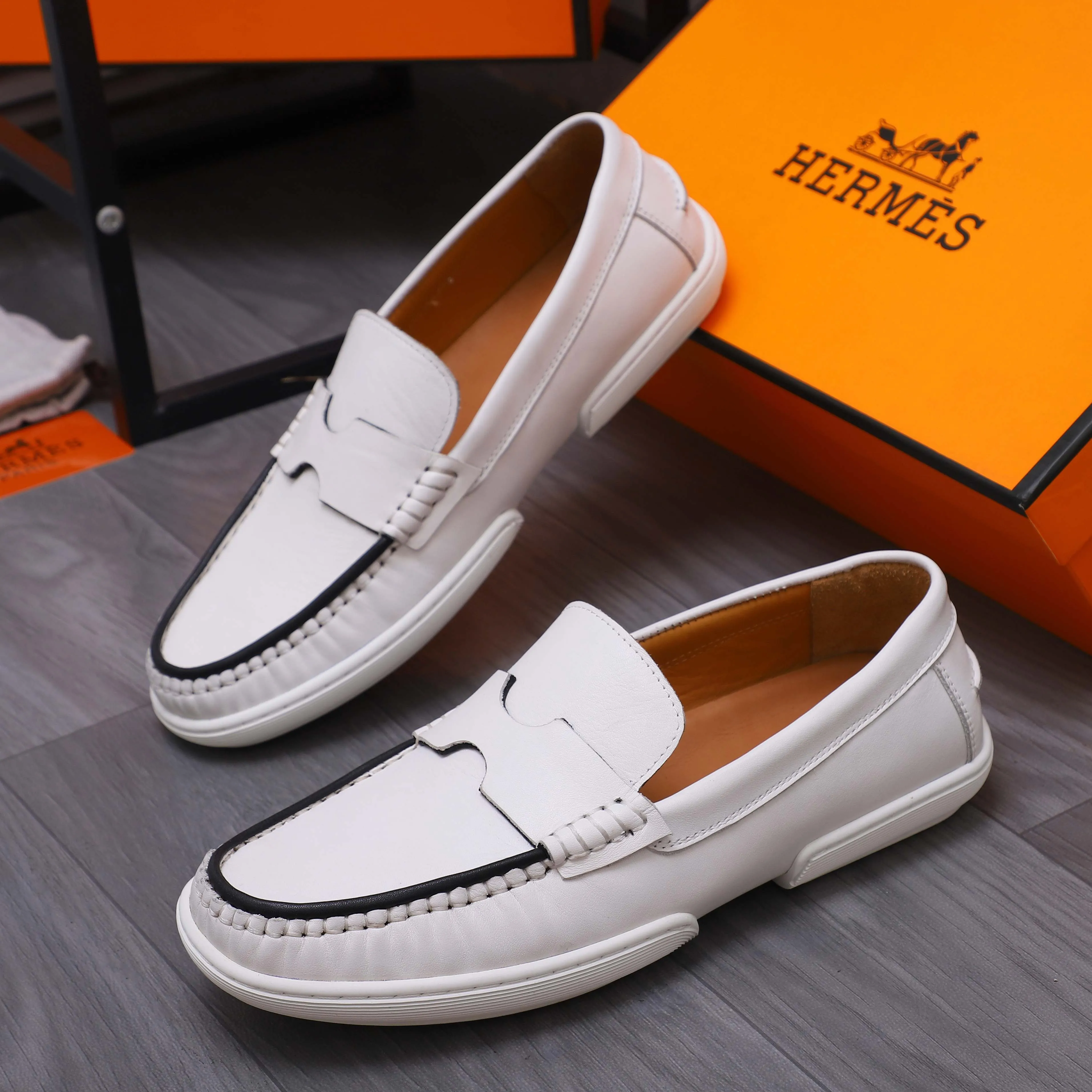 Men's shoes 💰500 Product trademark: HERMES "Hermes" casual slip-on leather shoes Regular size: 38-46 (45.46 custom-made, non-refundable) Product materials: Selected high-quality cowhide upper, cowhide lining, original outsole
